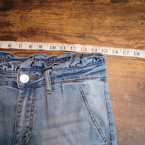 Ashley Mason Jeans Women 4 Paper Bag Ruffle Waist Pleated Mid Rise Medium Light - Picture 6 of 11